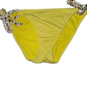 Victoria's Secret Pink Size L Yellow Cheetah Accent Swim Bottoms Adjustable‎ Tie